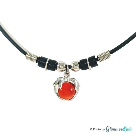 Dolphins Orange Glass Ball Cord Necklace - Picture 1 of 9